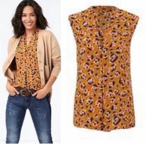 CAbi #3792 Prowl Sunset Leopard Print Blouse